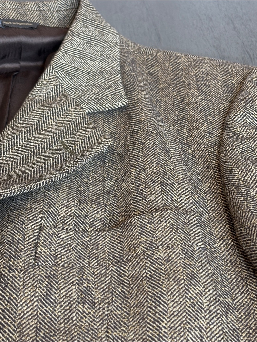 π€ Banana Republic Menβs Tweed Blazer 44R Brown Herringbone Wool Sport Coat π€ - Picture 9 of 16